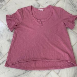 Wilt s/s slub cotton flutter sleev, scoo notch neck, dust rose Large
